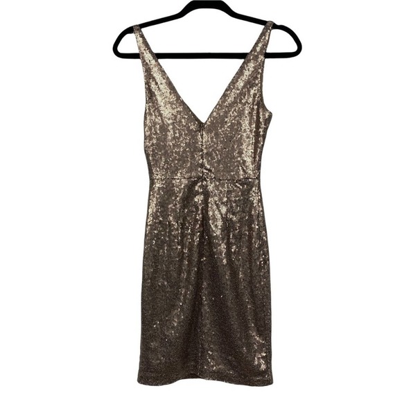 Lulus Champagne Showers Matte Bronze Sequin Bodycon Dress - XS - Picture 10 of 14